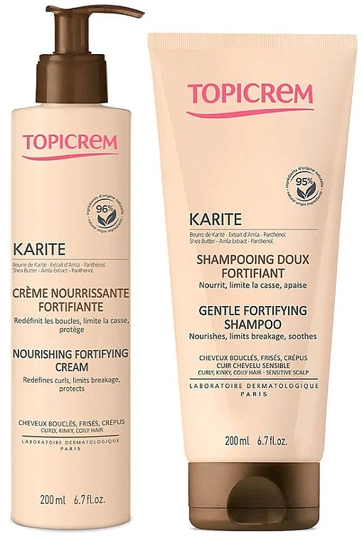 Zestaw - Topicrem Karite Fortifying (shmp/200ml + h/cream/200ml) — Zdjęcie N1