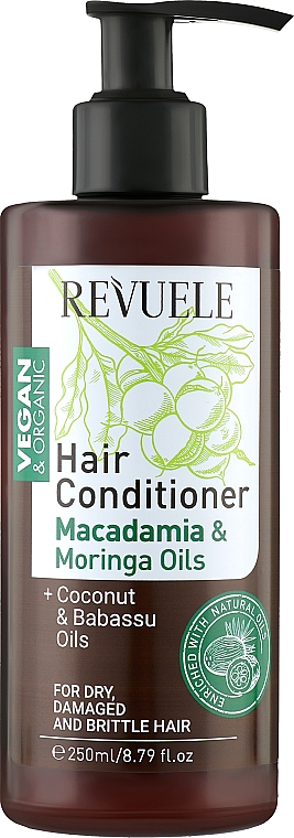 Odżywka do włosów suchych i zniszczonych - Revuele Vegan & Organic Hair Conditioner Macadamia & Moringa Extracts — Zdjęcie N1