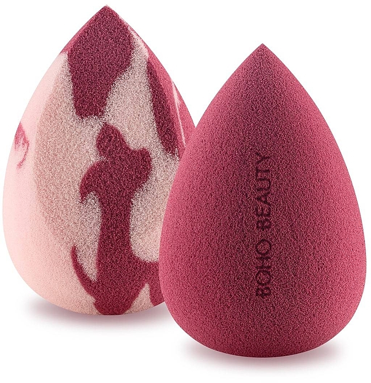 Zestaw gąbek do makijażu średnia ścięta, jagodowo-pudrowo różowa + jagodowa - Boho Beauty Bohoblender Berry Regular + Pinky Berry Medium Cut — Zdjęcie N1