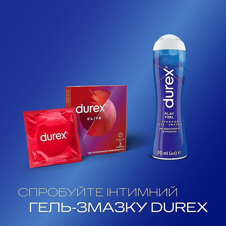 Prezerwatywy lateksowe z silikonowym lubrykantem, cienkie, 3 szt. - Durex Elite Condoms — Zdjęcie N5