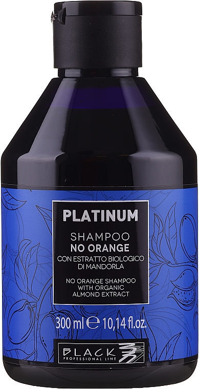 Szampon do włosów z ekstraktem z migdałów neutralizujący odcień pomarańczy i miedzi - Black Professional Line Platinum No Orange Shampoo With Organic Almond Extract
