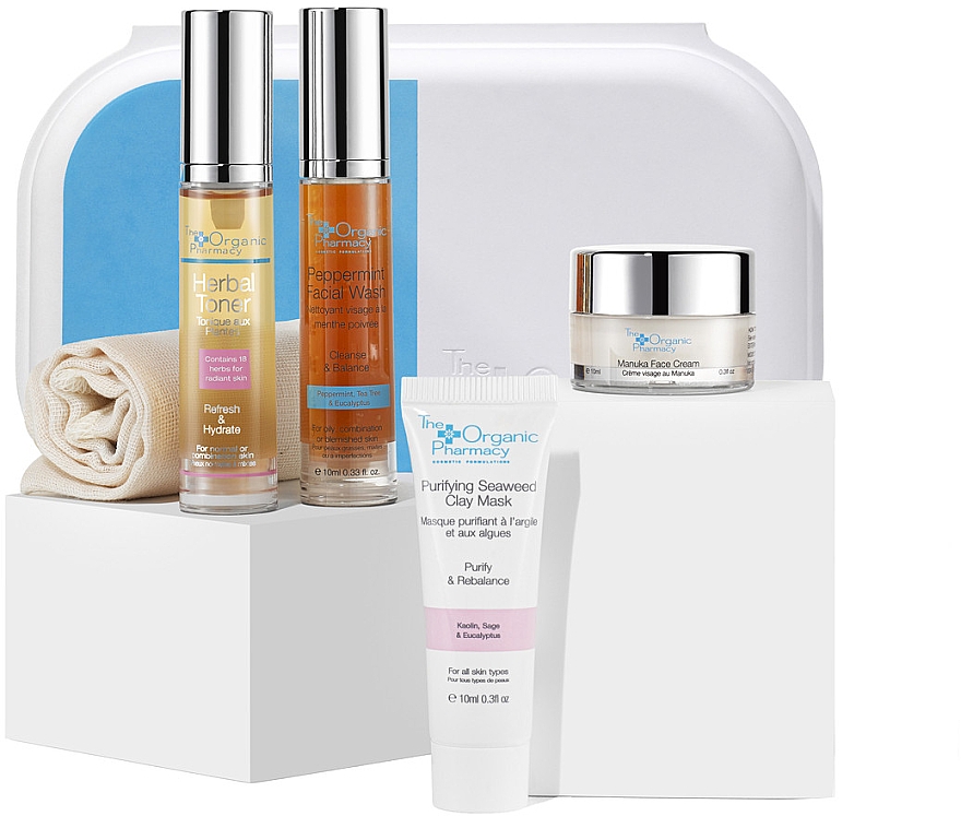 Zestaw do twarzy, 5 produktów - The Organic Pharmacy Clear Skincare Kit — Zdjęcie N1