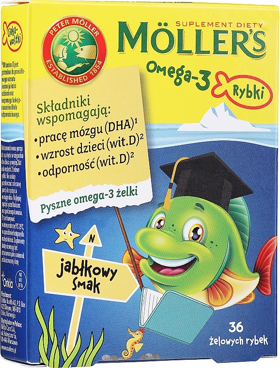 PRZECENA! Żelki o smaku jabłkowym Omega 3 - Orkla Moller's Omega-3 Fish * — Zdjęcie N2