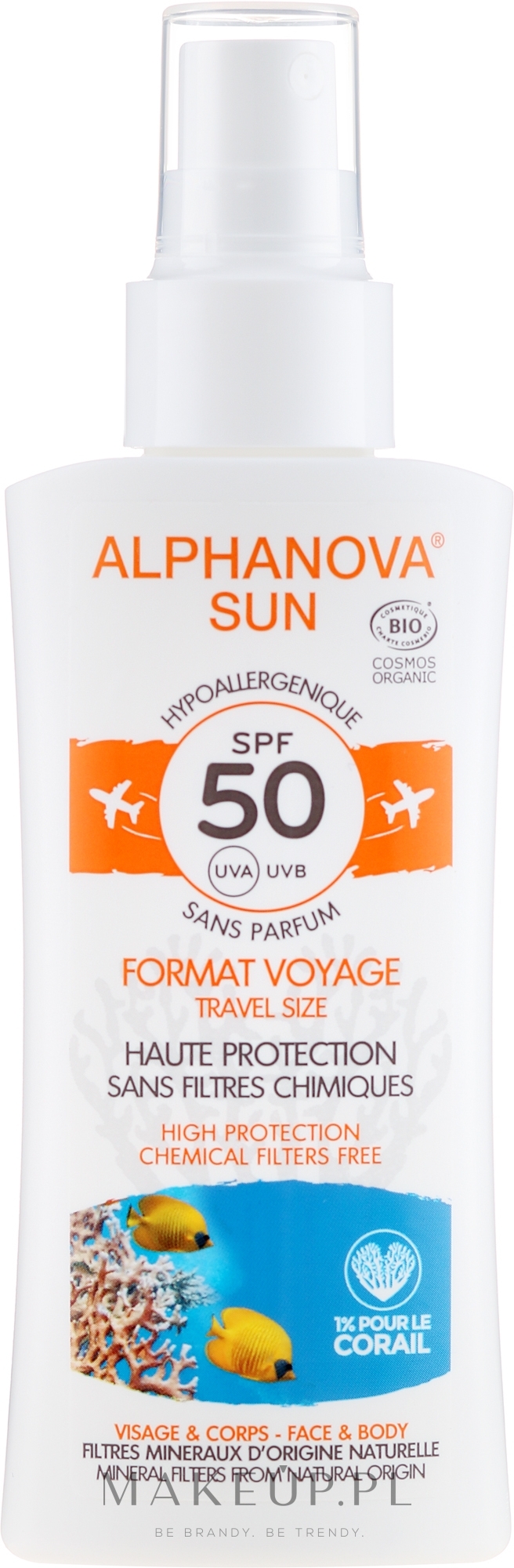 Przeciwsłoneczny spray SPF 50 - Alphanova Sun Spray SPF 50 Travel Size — Zdjęcie 90 g