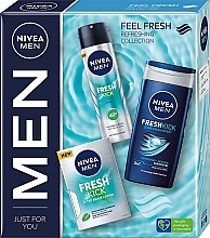 Zestaw dla mężczyzn - NIVEA MEN Fresh Kick Body And Skin Care Gift Set (sh/gel/250ml + deo/150ml + after/sh/lot/100ml) — Zdjęcie N1
