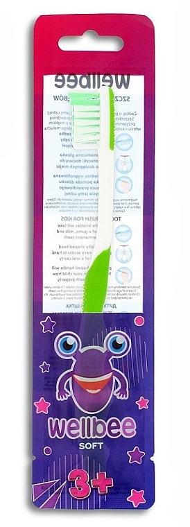 Szczoteczka do zębów dla dzieci, miękka, od 3 lat, biało-różowa - Wellbee Toothbrush For Kids — Zdjęcie N2