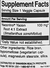 Suplement diety Ekstrakt z korzenia Yacon, 100 mg - Swanson Yacontrol Yacon Root Extract 4:1 100 mg — Zdjęcie N2