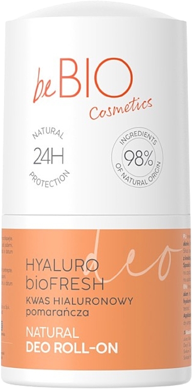 Naturalny dezodorant w kulce na bazie kwasu hialuronowego i ekstraktu z pomarańczy - BeBio Natural Deo Roll-On  — Zdjęcie N1