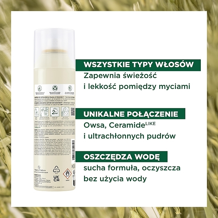 Suchy szampon z płatkami owsianymi i ceramidami - Klorane Dry Shampoo Ultra-Gentle With Oat&Ceramide  — Zdjęcie N6