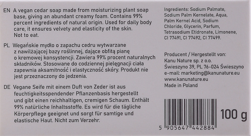 Mydło w kostce do rąk i ciała Cedr - Kanu Nature Cedr Soap Bar — Zdjęcie N3