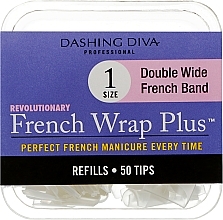 Kup Tipsy - Dashing Diva French Wrap Plus Double Wide White 50 Tips (Size 1)
