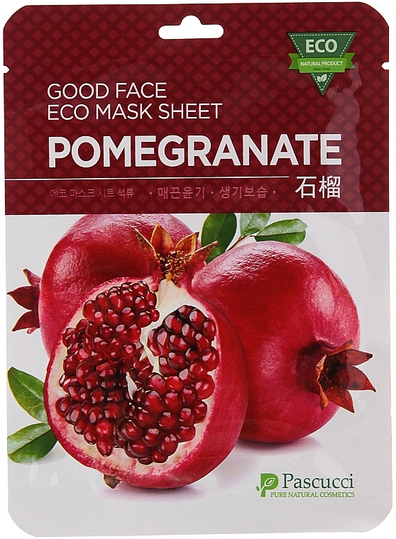Maseczka do twarzy z ekstraktem z granatu - Amicell Pascucci Good Face Eco Mask Sheet Pomegranate