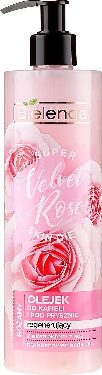 Regenerujący różany olejek do kąpieli i pod prysznic - Bielenda Super Skin Diet Velvet Rose