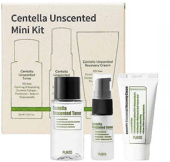 Zestaw do pielęgnacji twarzy z wąkrotą azjatycką - Purito Centella Unscented Mini Kit