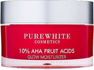 Nawilżający krem rozświetlający do twarzy - Pure White Cosmetics 10% AHA Fruit Acids Glow Moisturizer — Zdjęcie N1