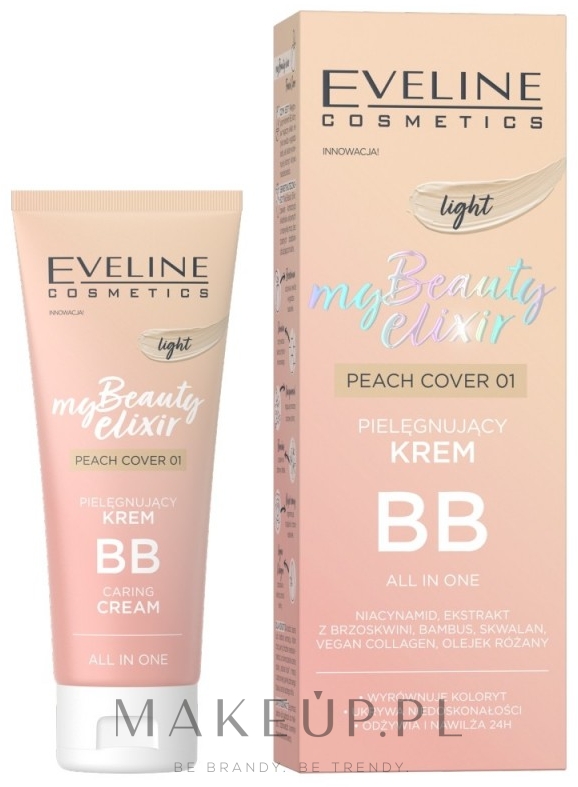 Pielęgnacyjny krem ​​BB - Eveline My Beauty Elixir Peach Cover BB Cream — Zdjęcie 01 - Light Peach