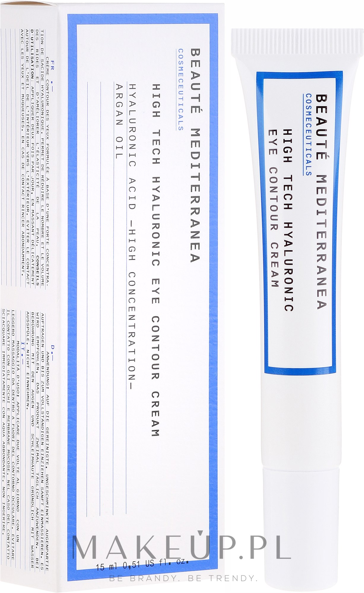 Krem pod oczy z kwasem hialuronowym - Beaute Mediterranea High Tech Hyaluronic Eye Contour Cream  — Zdjęcie 15 ml