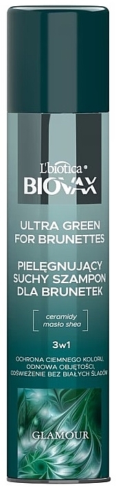 Suchy szampon do ciemnych włosów - L'biotica Biovax Glamour Ultra Green For Brunettes — Zdjęcie N1