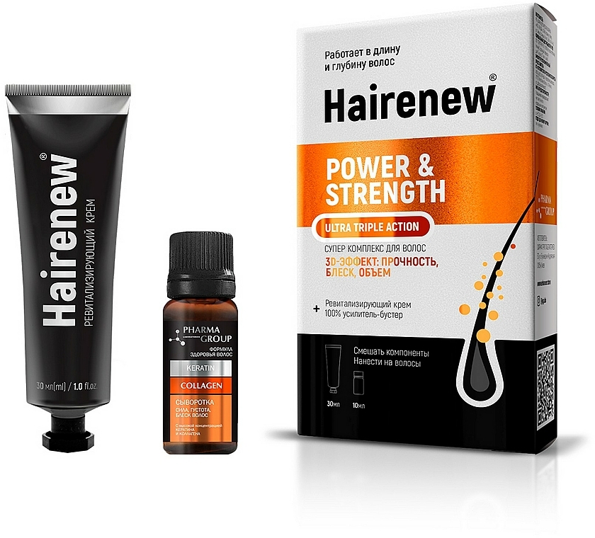 Wzmacniający kompleks zwiększający objętość włosów - Hairenew Power & Strength Ultra Triple Action — Zdjęcie N2