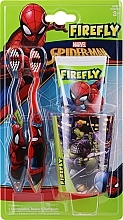 Kup Zestaw szczoteczek do zębów dla dzieci z pastą do zębów - Firefly Marvel Spiderman (toothpaste/75 ml + toothbrush/2 pcs + beaker/1 pcs)