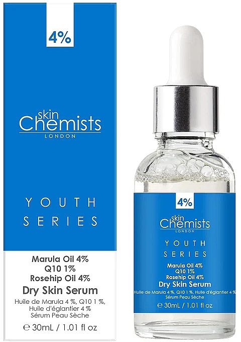 Serum do twarzy - Skin Chemists Youth Series Marulua Oil 4%, Q10 1%, Rosehip Oil 4% Dry Skin Serum — Zdjęcie N3