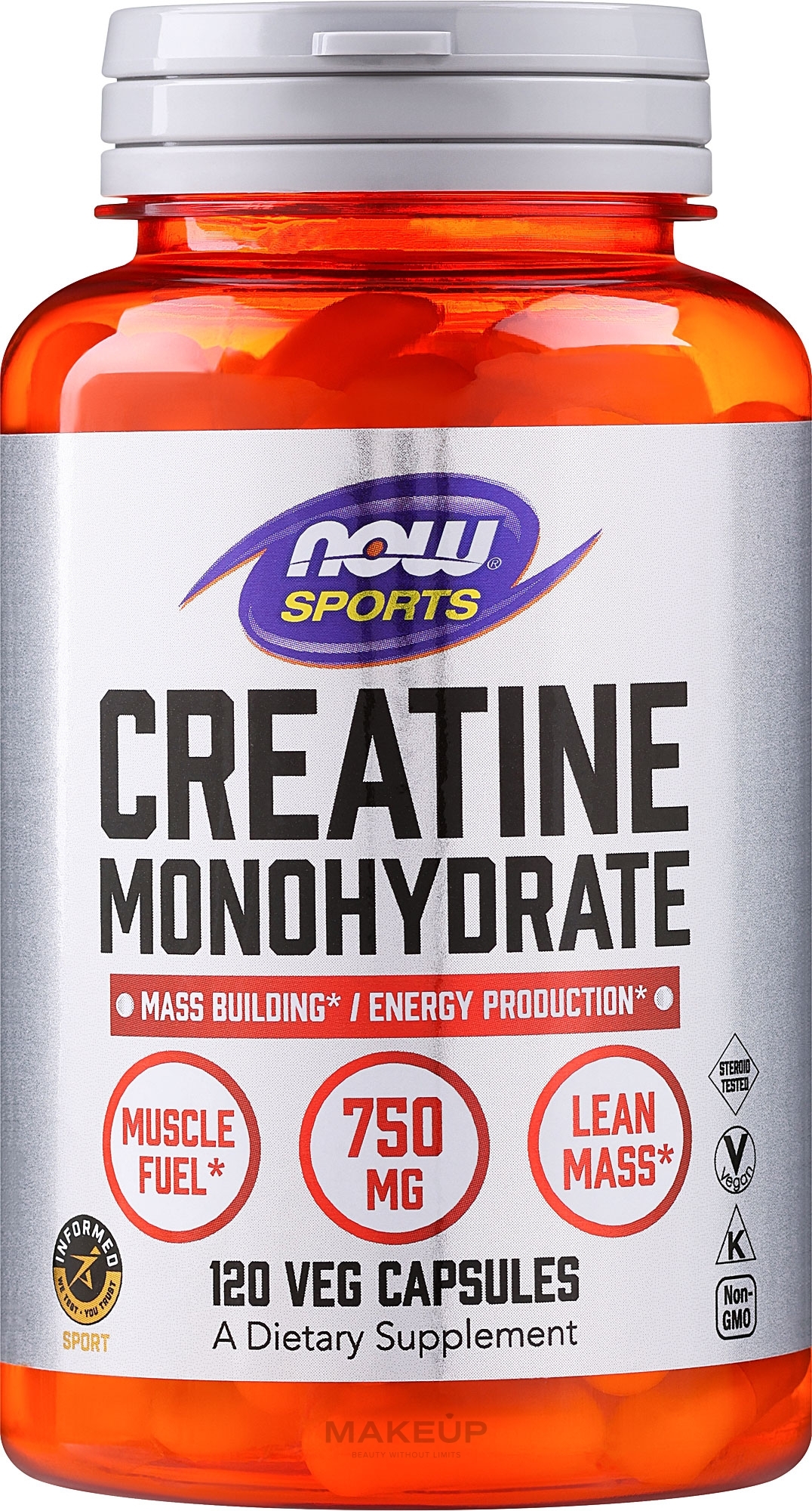 Monohydrat kreatyny 750 mg - Now Foods Creatine Monohydrate — Zdjęcie 120 szt.