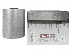 Folia do włosów umożliwiająca łatwe dozowanie pojedynczych arkuszy, 5x300, srebrna - StyleTek — Zdjęcie N1