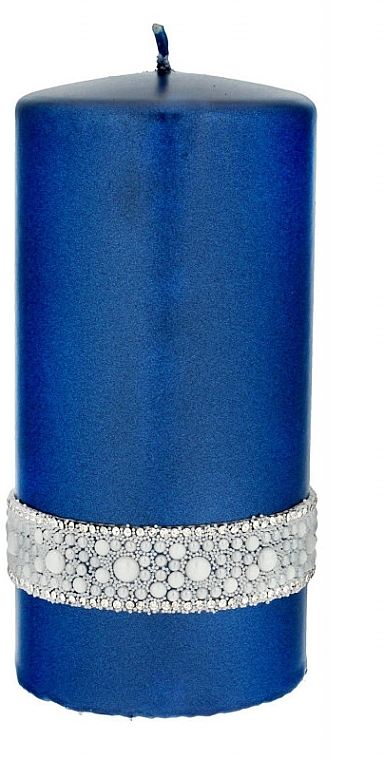 Świeca dekoracyjna 7 x 14 cm, niebieska - Artman Crystal Opal Pearl  — Zdjęcie N1