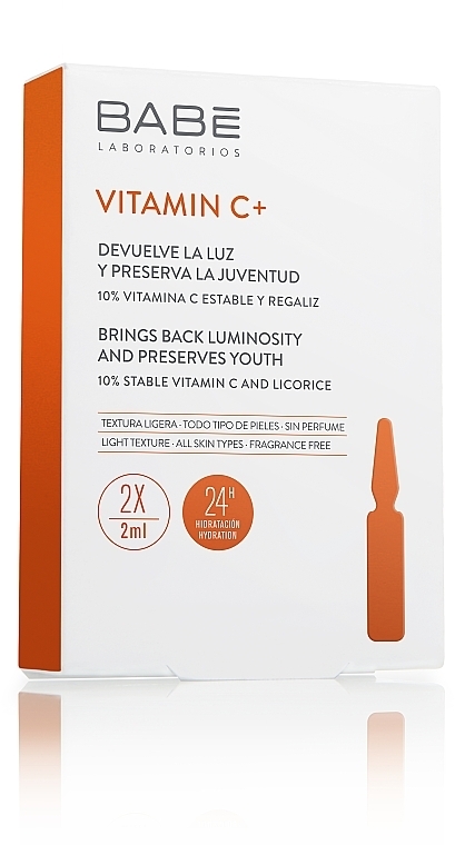 Antyoksydacyjny koncentrat w ampułkach do depigmentacji skóry - Babé Laboratorios Vitamin C+ Ampoule Solutions Mini