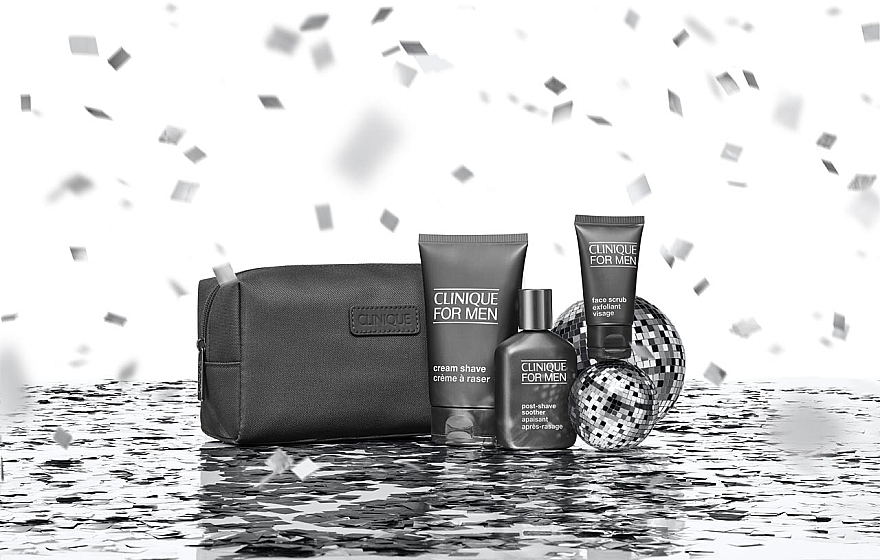 Zestaw - Clinique Razor-Ready Routine Set (cr/shave/125ml + scrub/30ml + lot/75ml + bag) — Zdjęcie N2