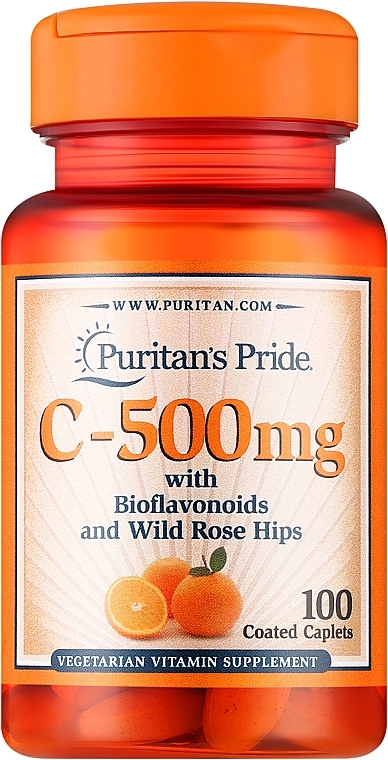 Suplement diety Witamina C z bioflawonoidami i dzikiej róży - Puritan's Pride Vitamin C-500 Mg With Bioflavonoids & Rose Hips — Zdjęcie N1