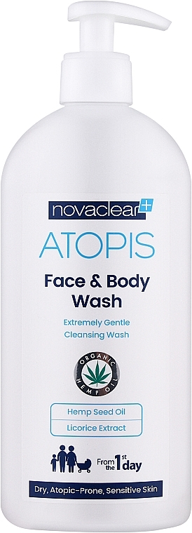 Delikatny płyn do mycia twarzy i ciała - Novaclear Atopis Face & Body Wash — Zdjęcie N1