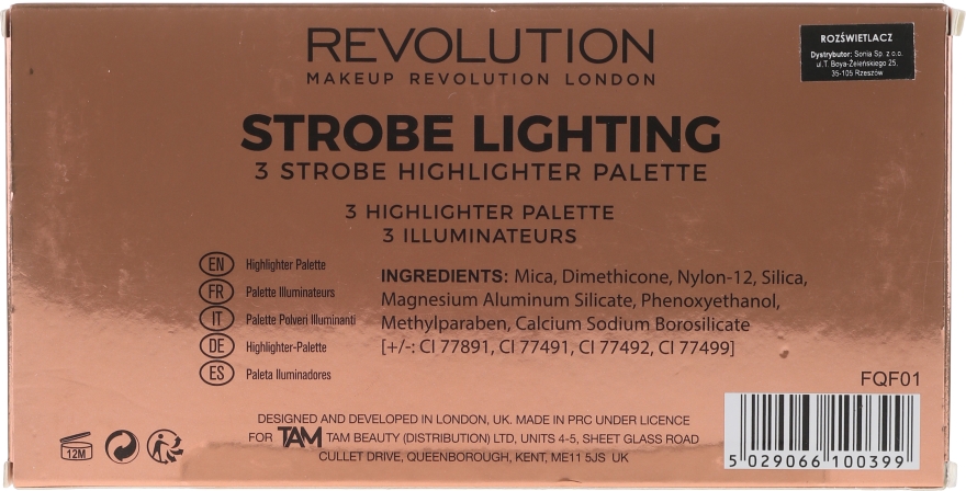 Paleta rozświetlaczy do twarzy - Makeup Revolution 3 Strobe Highlighter Palette — Zdjęcie N2