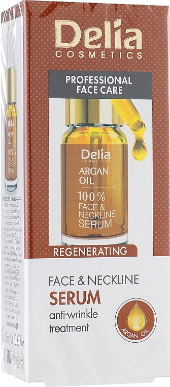 Regenerujące serum do twarzy, szyi i dekoltu z olejem arganowym - Delia Professional Face Care Argan Care