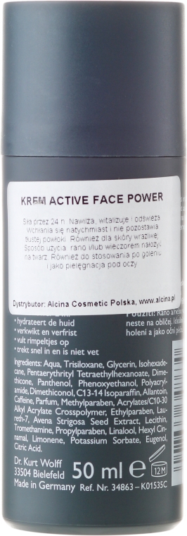 Energetyzujące mleczko do twarzy dla mężczyzn - Alcina For Men Active Face Power — Zdjęcie N2