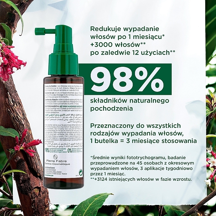 Serum przeciw wypadaniu włosów z Chininą i Organiczną Szarotką - Klorane Hair Strengthening Serum With Quinine & Organic Edelweiss Against Hair Loss — Zdjęcie N2