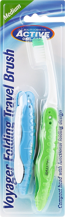 Podróżna szczoteczka do zębów, zielona - Beauty Formulas Voyager Active Folding Dustproof Travel Toothbrush Medium — Zdjęcie N1