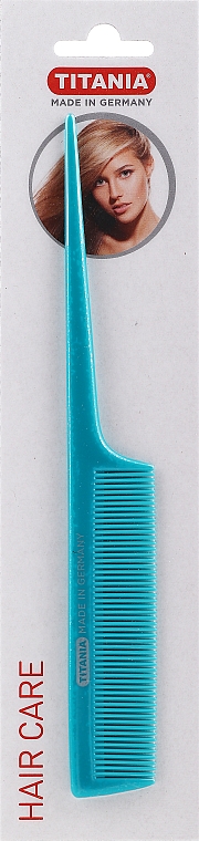 Grzebień do włosów z plastikowym szpikulcem, 20,5 cm, turkusowy - Titania — Zdjęcie N1