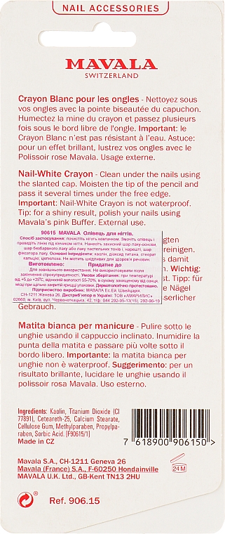 Biała kredka do paznokci - Mavala Nail-White Crayon — Zdjęcie N2