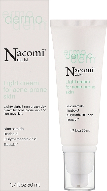 Lekki krem do cery problematycznej - Nacomi Next Level Dermo Light Cream For Acne-prone Skin — Zdjęcie N2