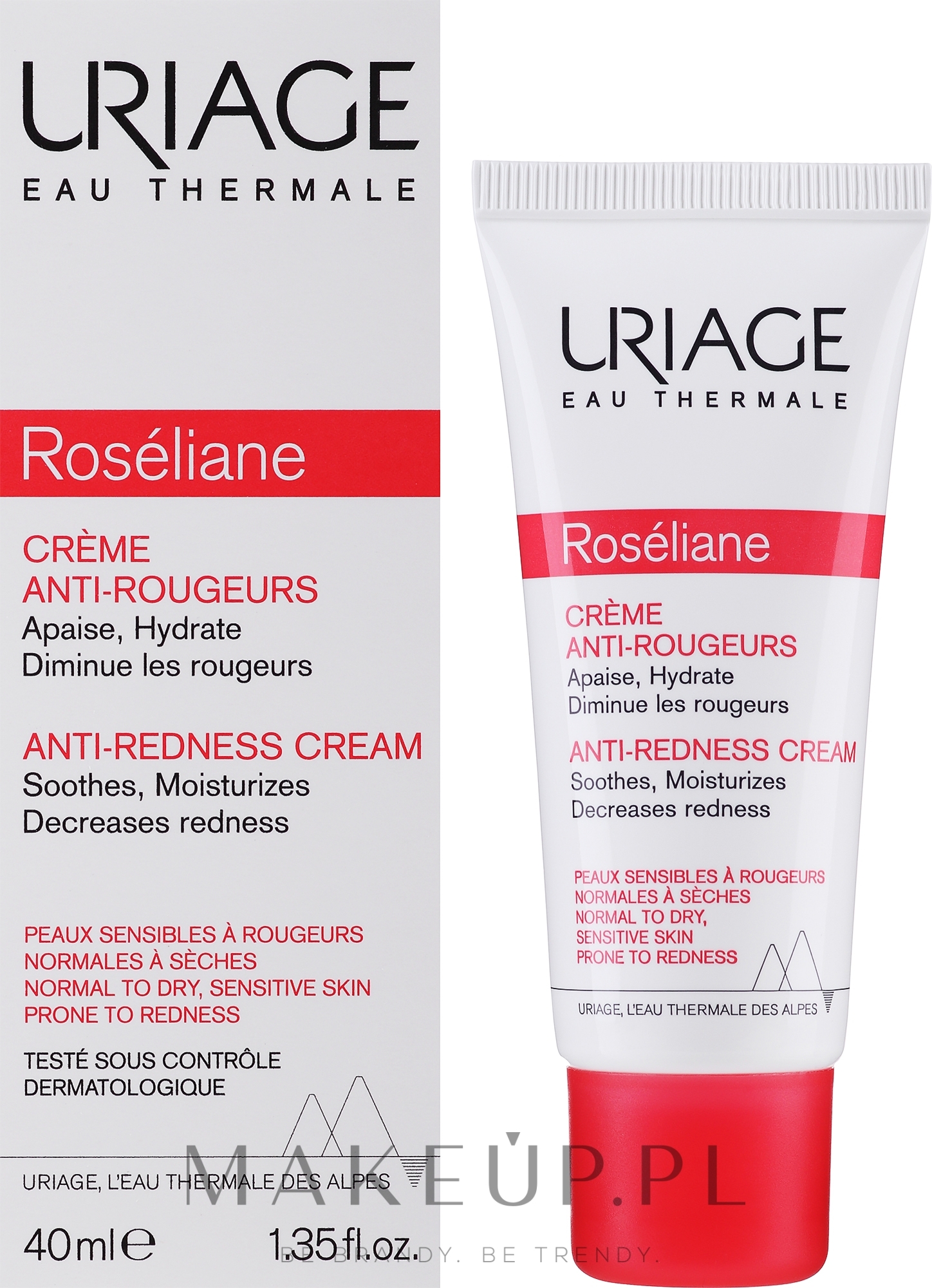Kojący krem do cery naczynkowej i skłonnej do zaczerwienień - Uriage Sensitive Skin Roséliane Anti-Redness Cream — Zdjęcie 40 ml