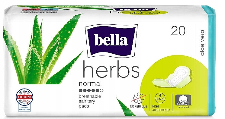 Podpaski higieniczne, 20 sztuk - Bella Herbs Aloe Vera — Zdjęcie N1
