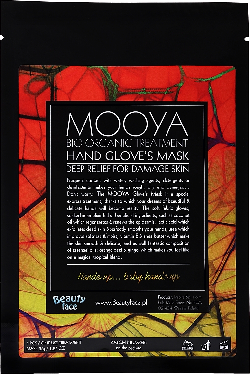 Głęboko regenerująca maska na zniszczone dłonie - Beauty Face Mooya Bio Organic Treatment Mask — Zdjęcie N2