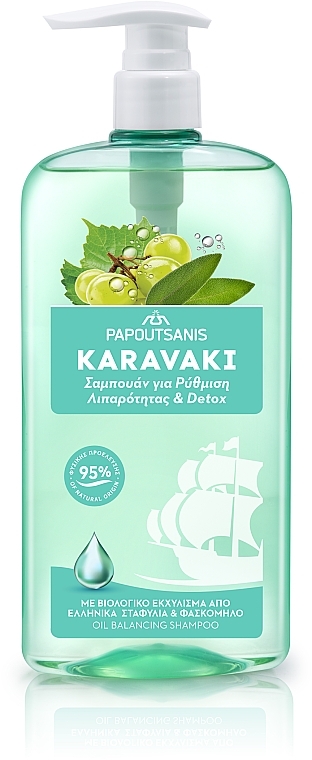 Szampon do włosów Równowaga i detoksykacja - Papoutsanis Karavaki Oil Balance & Detox Shampoo