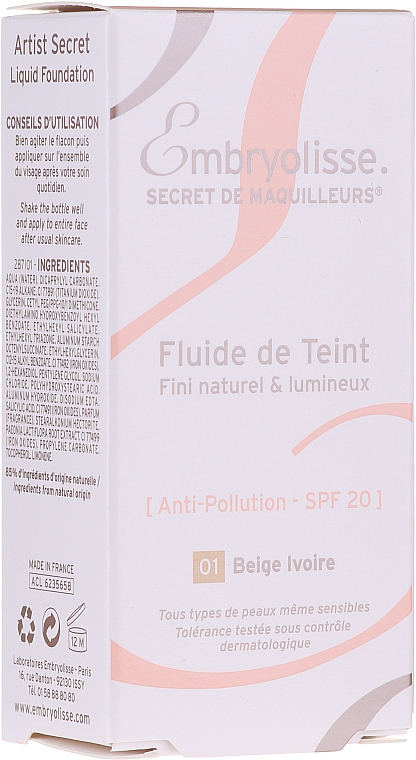 Pielęgnujący podkład do twarzy SPF 20 - Embryolisse Laboratories Secret De Maquilleurs Liquid Foundation  — Zdjęcie N2