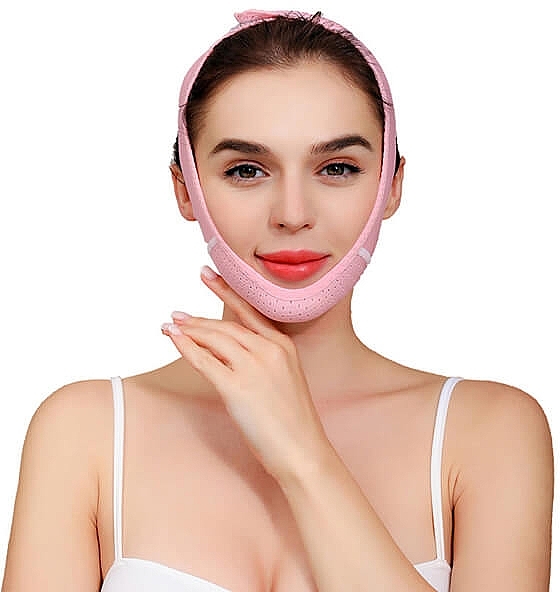 Oddychająca maska modelująca kontur twarzy, różowa - Yeye V-line Mask — Zdjęcie N1