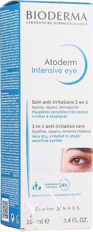 PRZECENA! Środek do codziennej pielęgnacji podrażnionej skóry powiek 3 w 1 - Bioderma Atoderm Intensive Eye 3in1 Anti-Irritation Care * — Zdjęcie N5