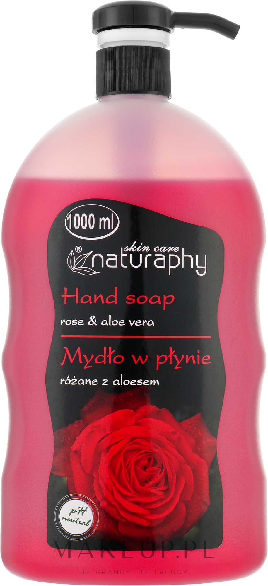 Mydło w płynie do rąk Róża z aloesem - Naturaphy Hand Soap — Zdjęcie 1000 ml