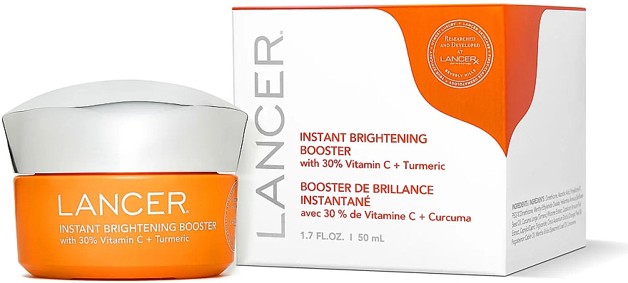 Krem wzmacniający do natychmiastowego rozjaśnienia - Lancer Instant Brightening Booster with 30% Vitamin C + Turmeric — Zdjęcie N2
