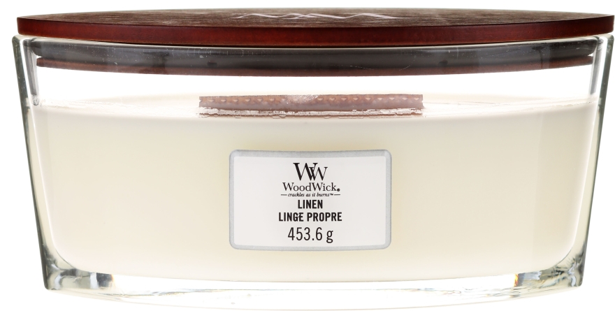 Świeca zapachowa w szkle - Woodwick Hearthwick Flame Ellipse Candle Linen Linge Propre — Zdjęcie N1